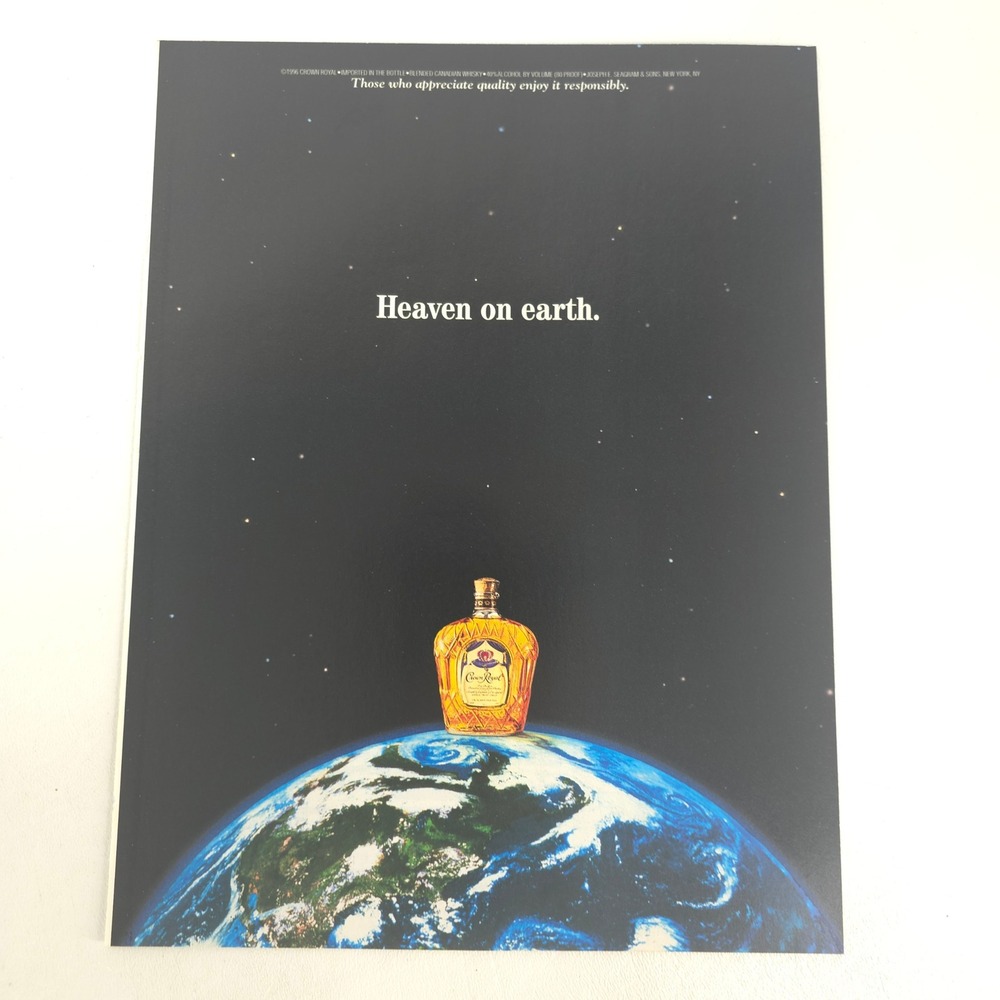 Crown Royal Whisky Print Ad Heaven on Earth Vintage Magazine Promo Collector Art